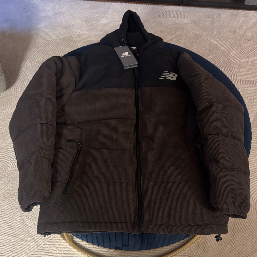 New Balance Men's Black and Brown Puffer Coat